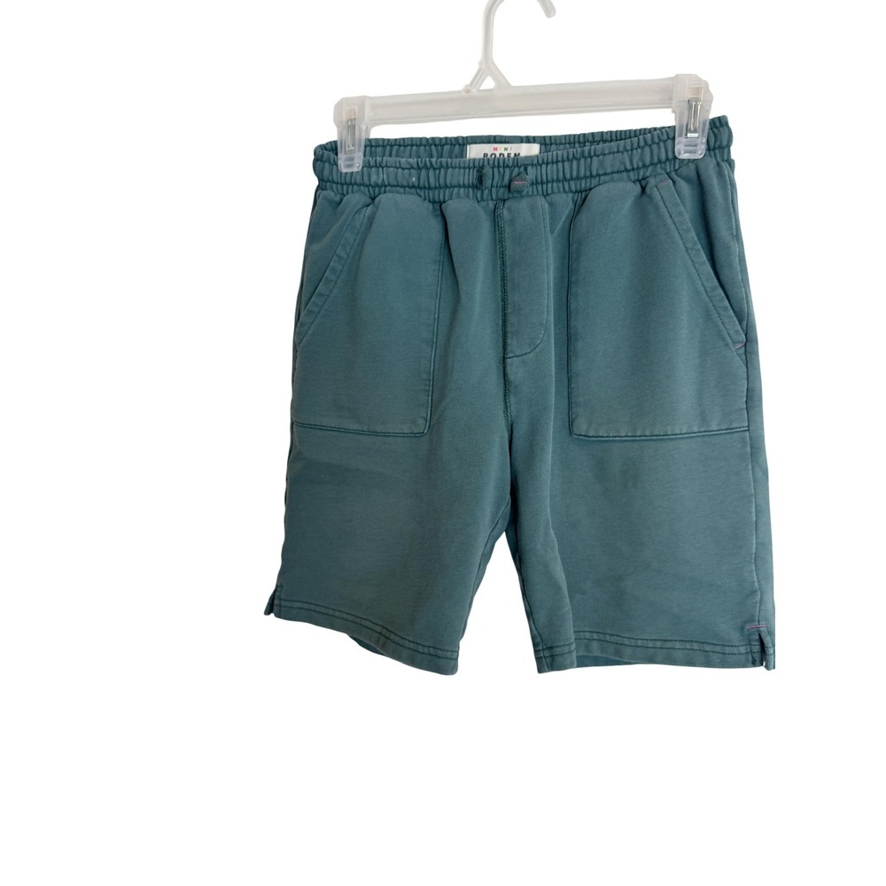 Mini Boden Sweat Shorts Youth 12 Green Elastic Waist Knit Pockets Casual